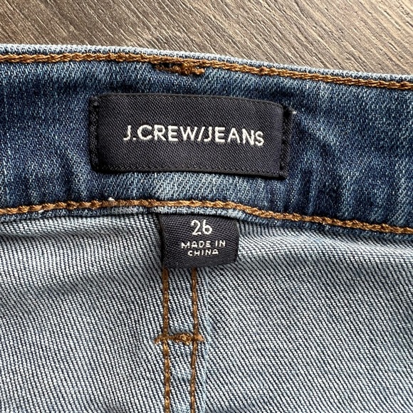 J. Crew 9” High Rise Toothpick Women's Skinny Jeans Raw Hem Size 26 Medium Wash - Picture 4 of 9